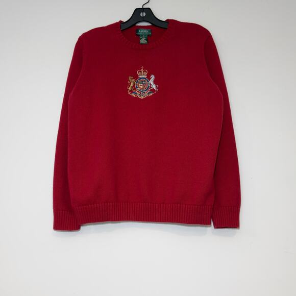 LAUREN RALPH LAUREN Vintage Red Embroidered Crest Sweater
Size L Large - Picture 1 of 3